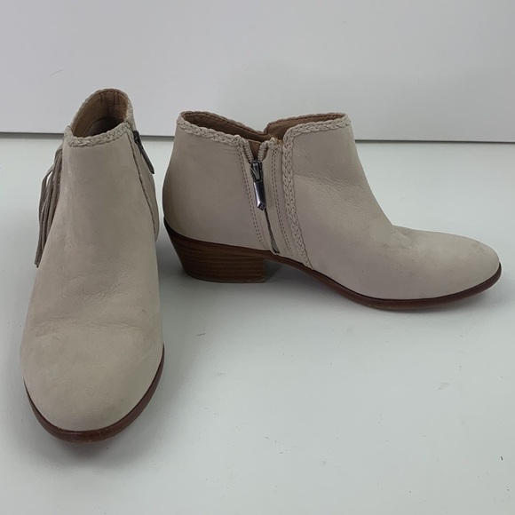 Sam Edelman Paige Fringe Leather Bone Low  Western Booties Size 7 ½ - Picture 4 of 12